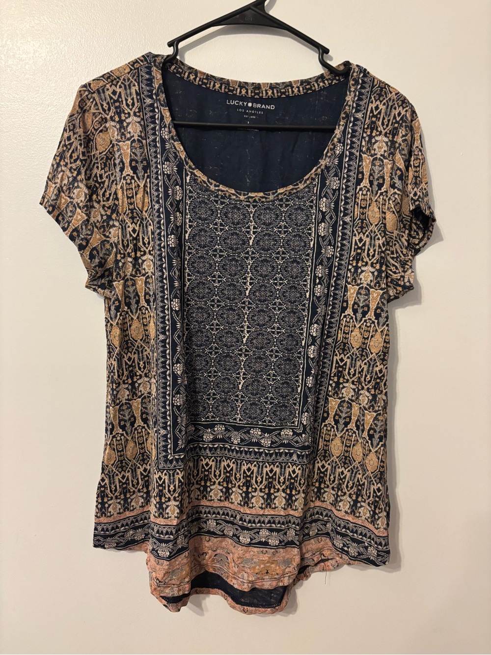 Lucky Brand Women's Printed Scoop Neck Top